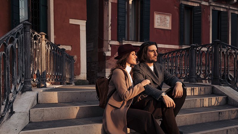 couple sitting on steps